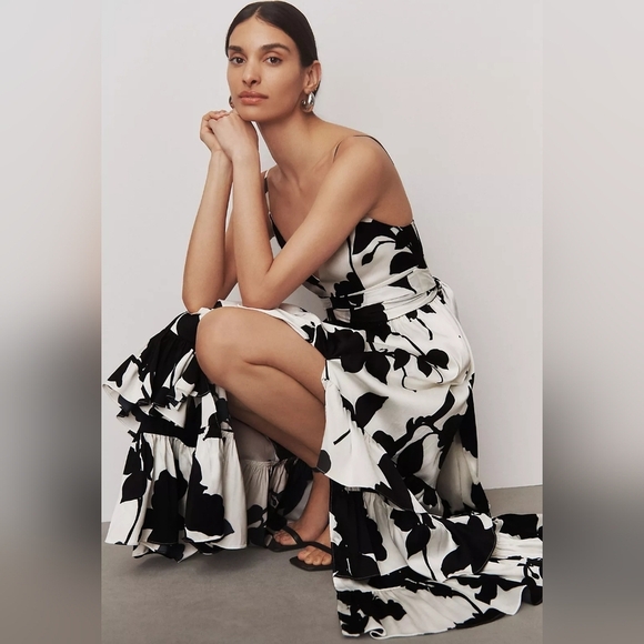 Hutch Guthrie Sleeveless Floral V-Neck Side-Slit Satin Maxi Dress - Picture 8 of 8